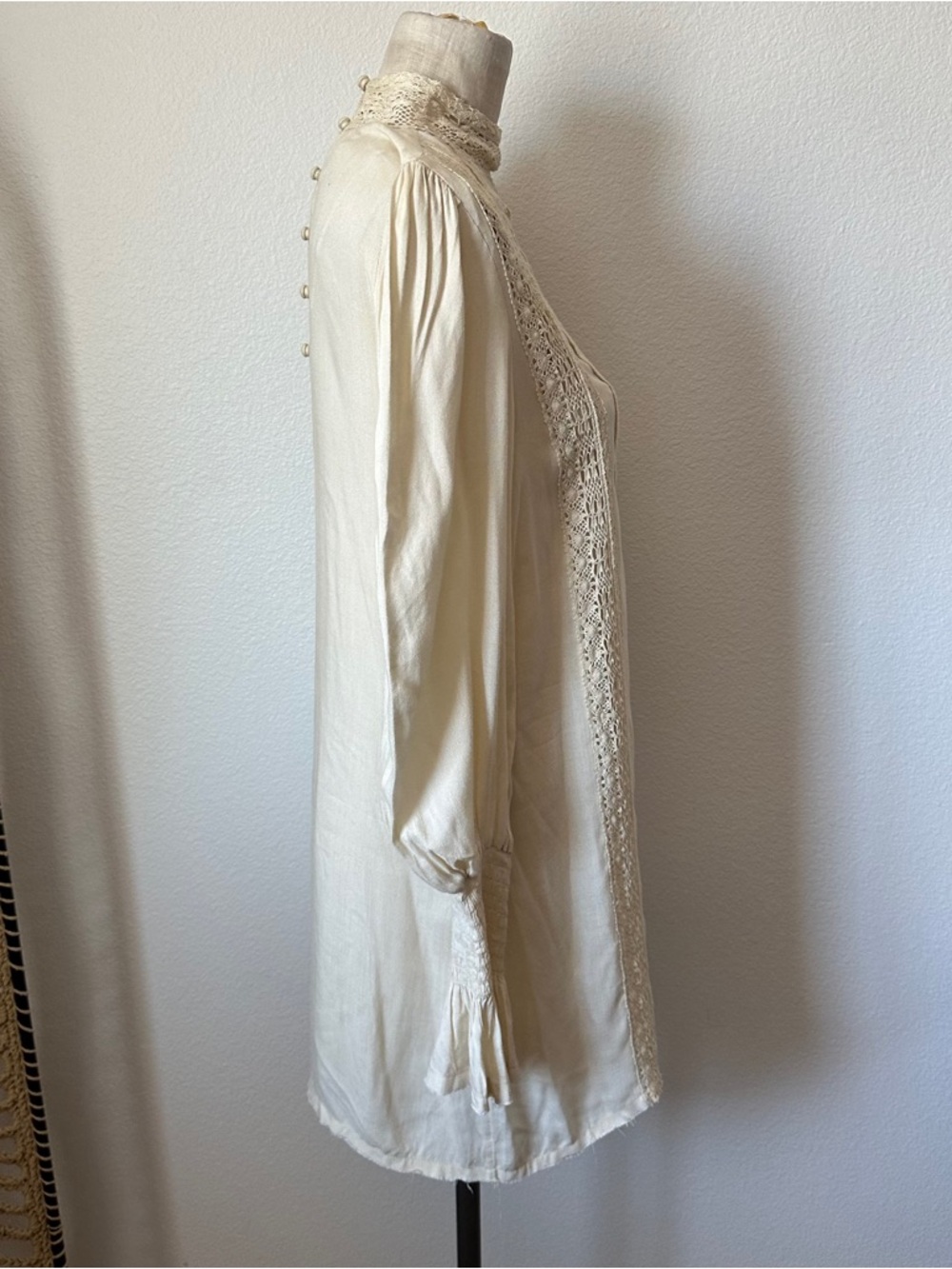 Free People Vienna Crochet Trim Mini Dress in Ivory - Picture 4 of 5